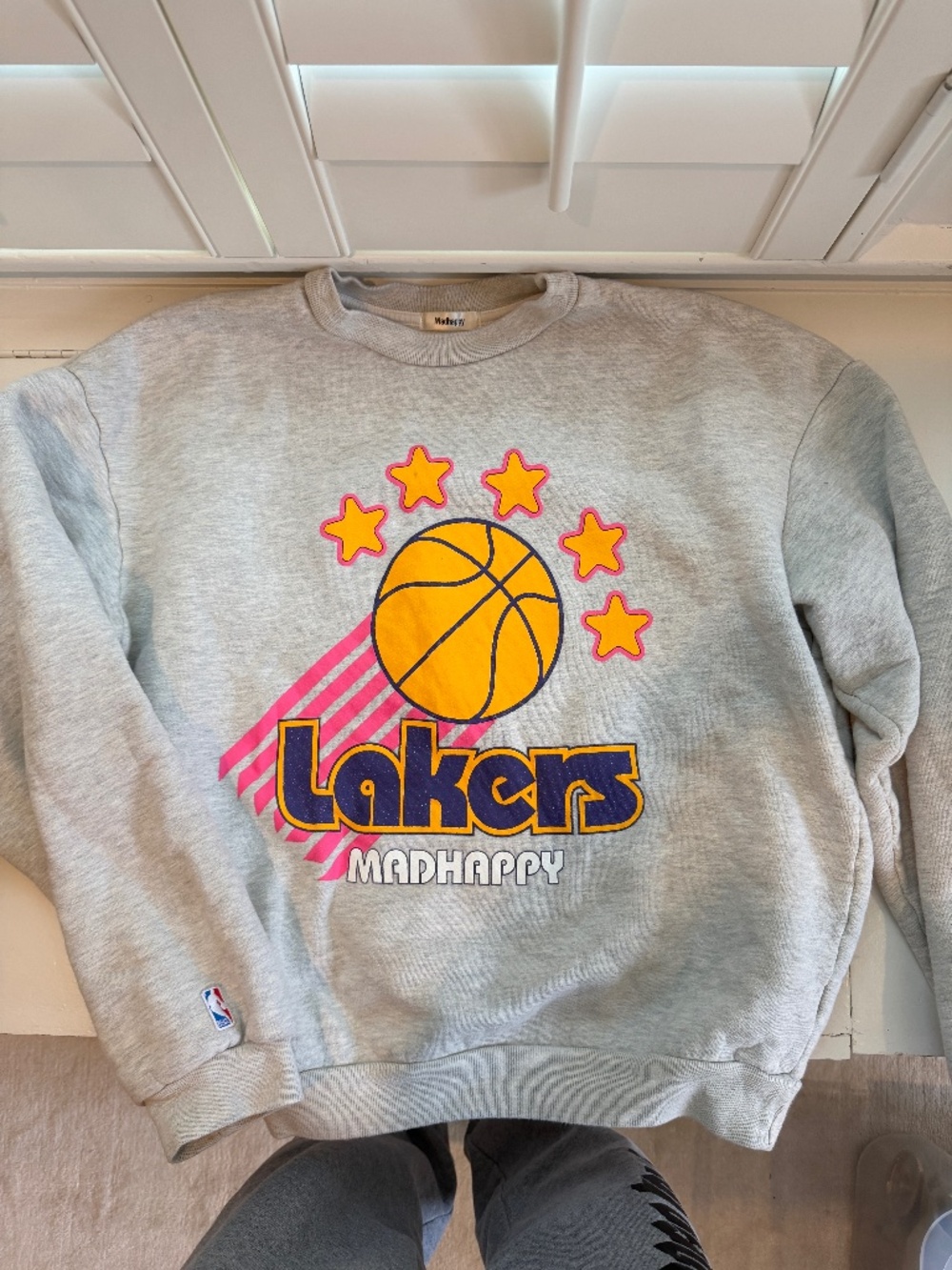 MADHAPPY x NBA LA LAKERS OATMEAL GREY CREWNECK - SZ MEDIUM